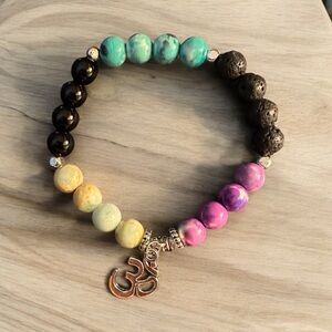 Natural Stone Bead Ohm Bracelet